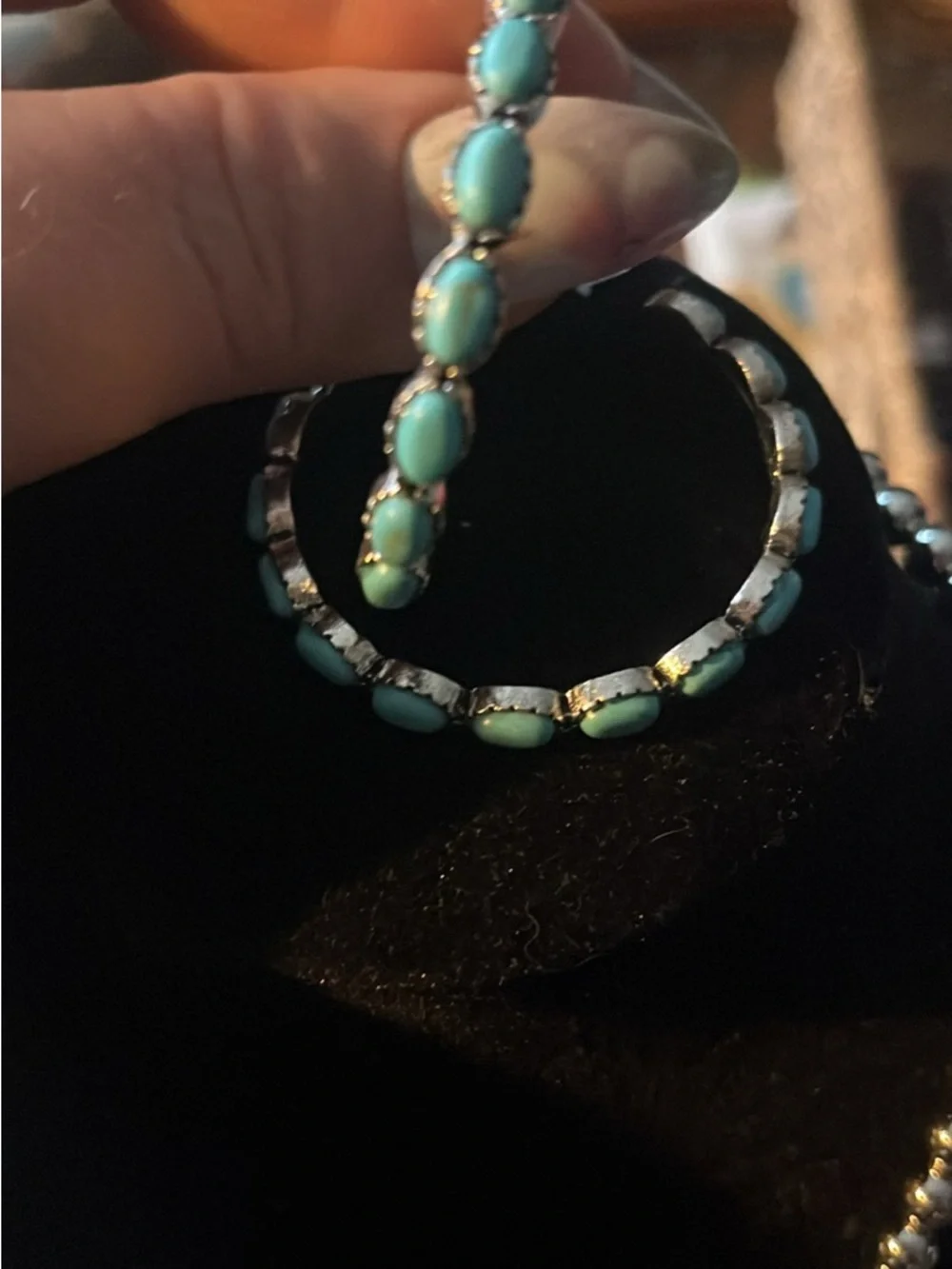 Turquoise Stone Silver-Tone Rings Earrings and Necklace Set - Women Jewelry